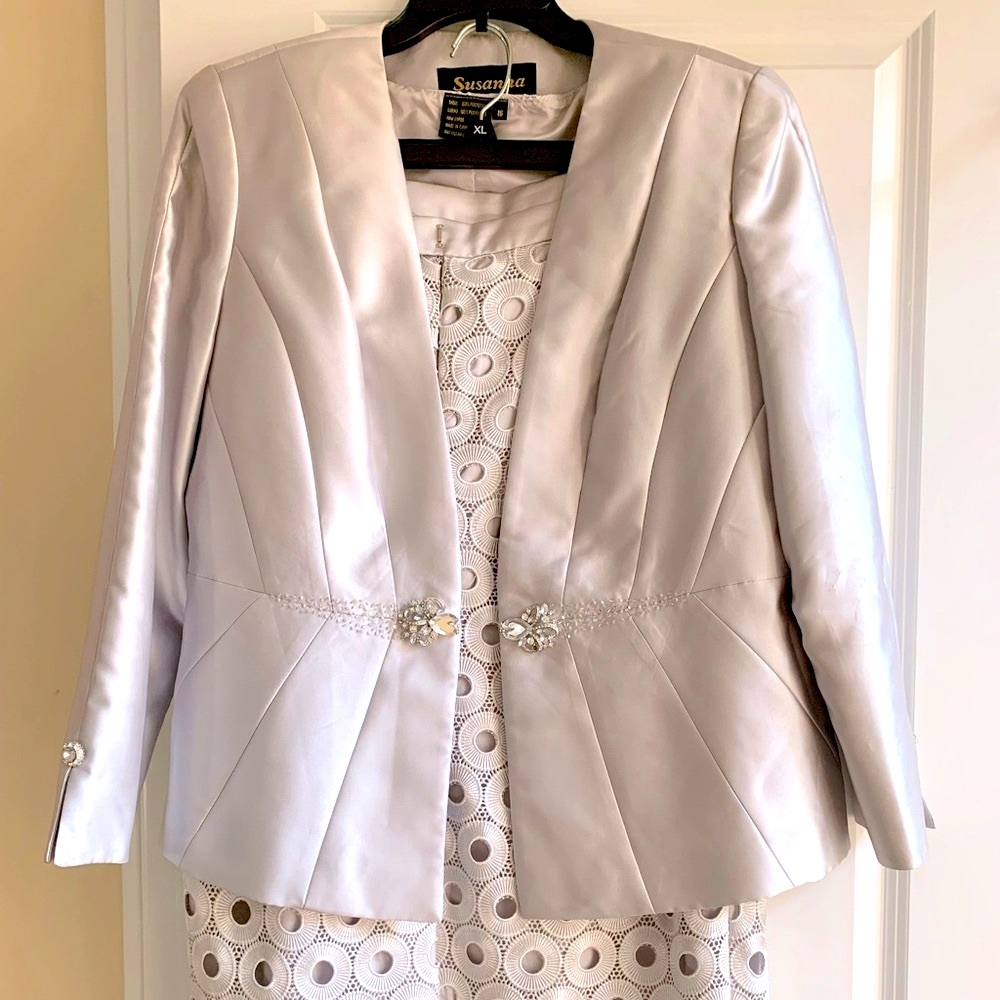 Three-piece Mother-of-the-Bride Conservative lined Suit designed by Susanna